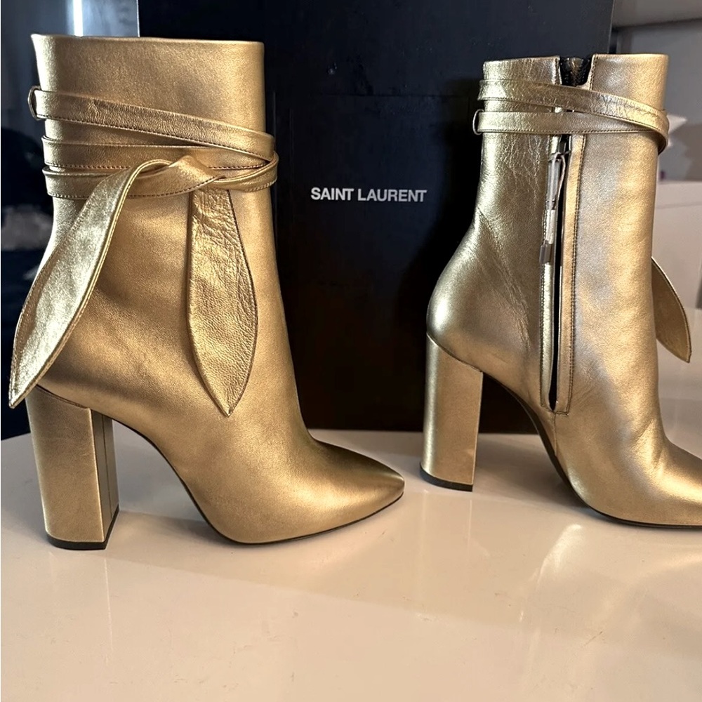 Saint Laurent YSL gold new authentic boots size 7